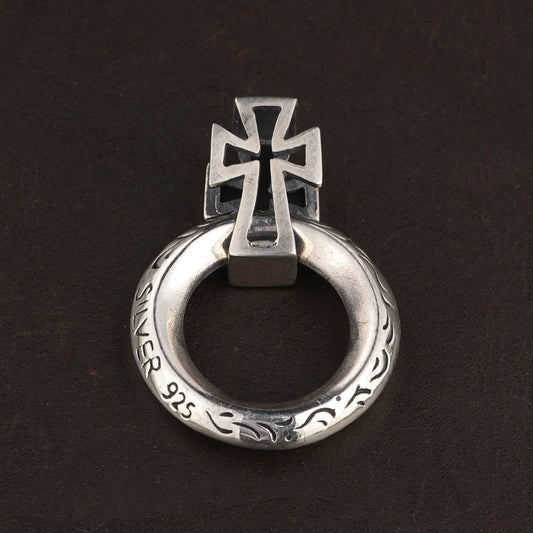 Cultural Cross Circle Pendant Silver 925